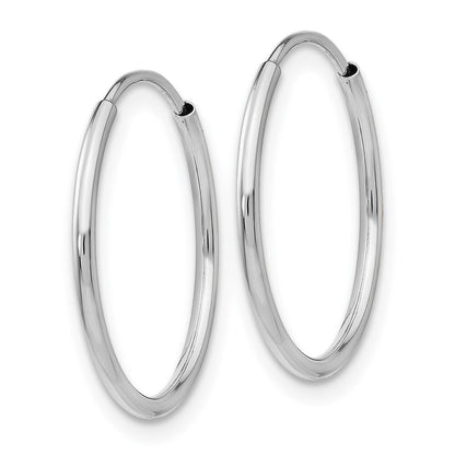 14k White Gold Polished Endless Tube Hoop Earrings Gift for Women
