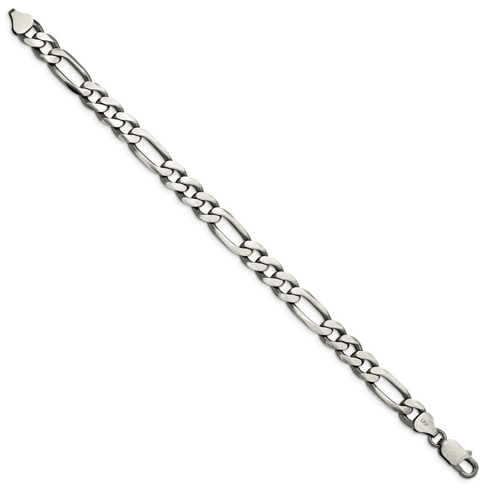 Sterling Silver Antiqued 7.75mm Figaro Chain Bracelet