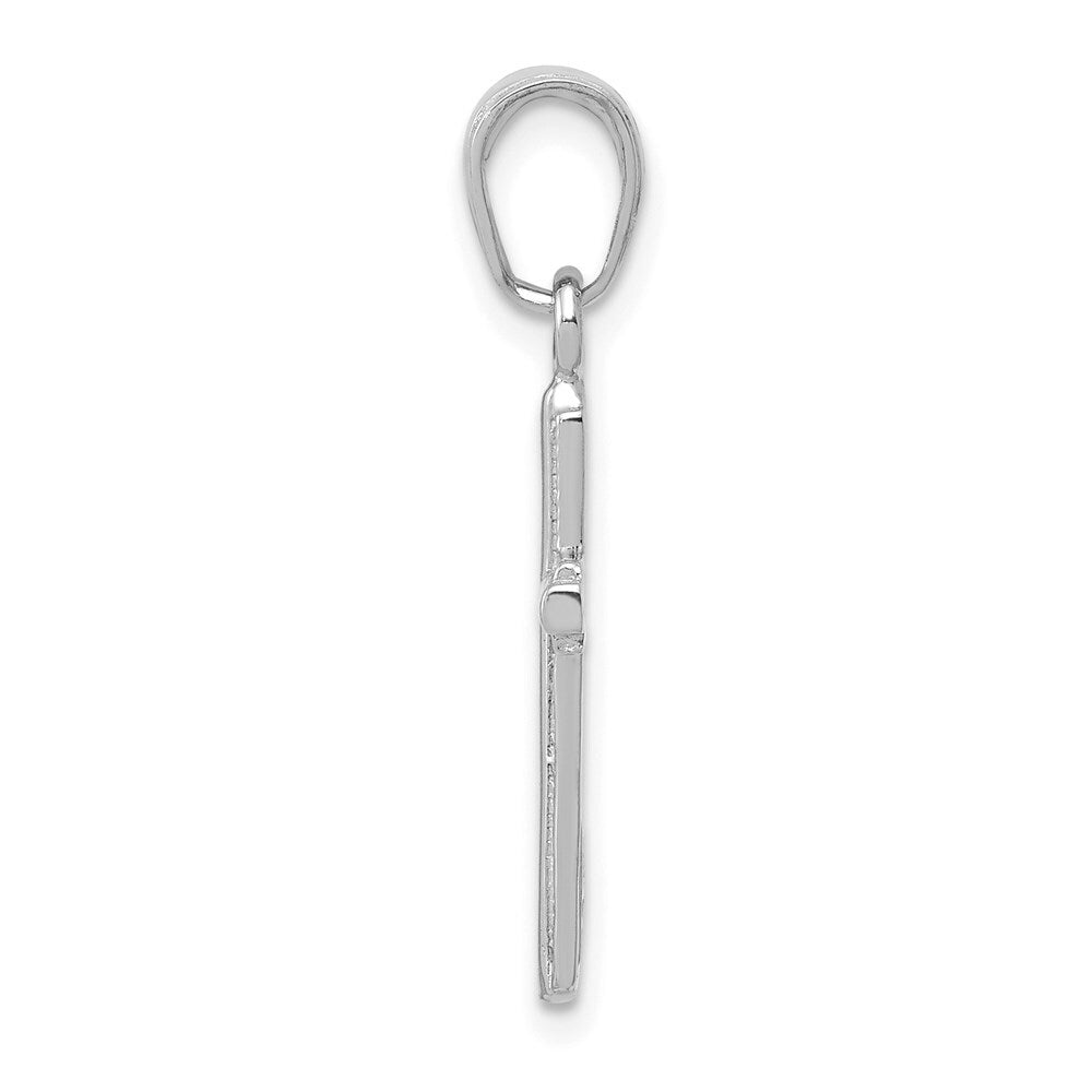 14k White Gold Polished Cross With Striped Border Pendant for Women