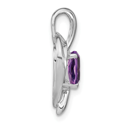 14k White Gold Amethyst and Diamond Heart Pendant for Women