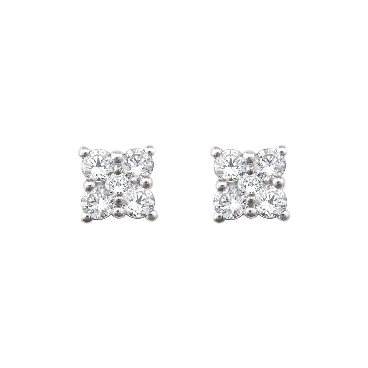 Gift for Mothers 14k White Gold 1/2 CTW Natural Diamond Cluster Stud Earrings