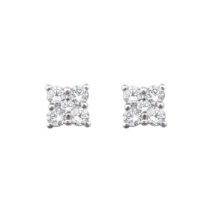 Gift for Mothers 14k White Gold 1/2 CTW Natural Diamond Cluster Stud Earrings