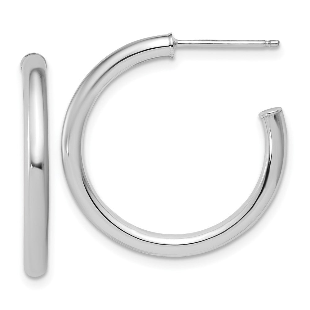 14k White Gold Polished 2.5 x 25mm Tube C-Hoop Earrings