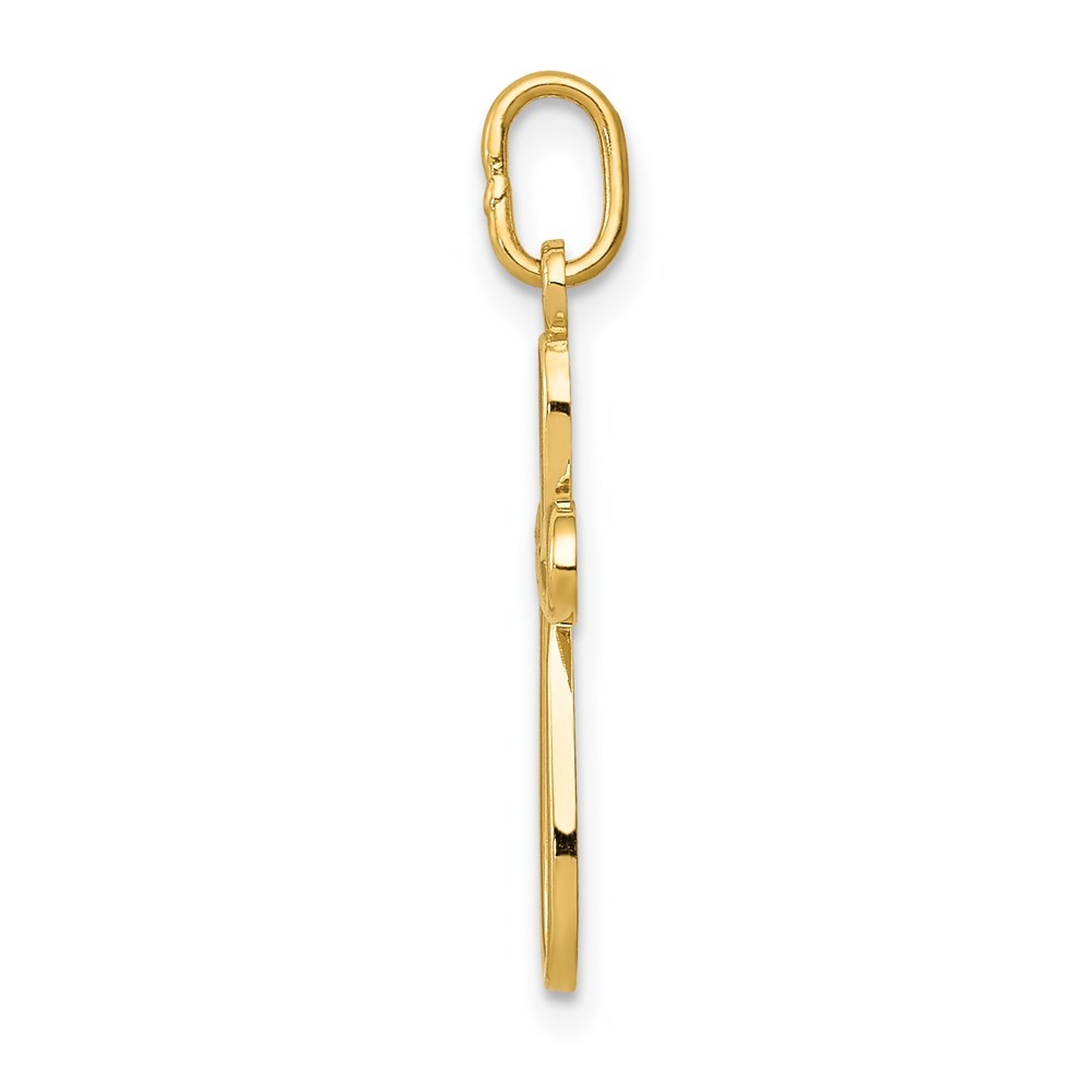14k Yellow Gold Gold Polished Small Ribbon Cross Pendant