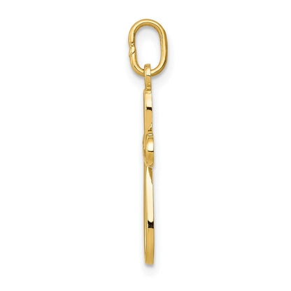 14k Yellow Gold Gold Polished Small Ribbon Cross Pendant