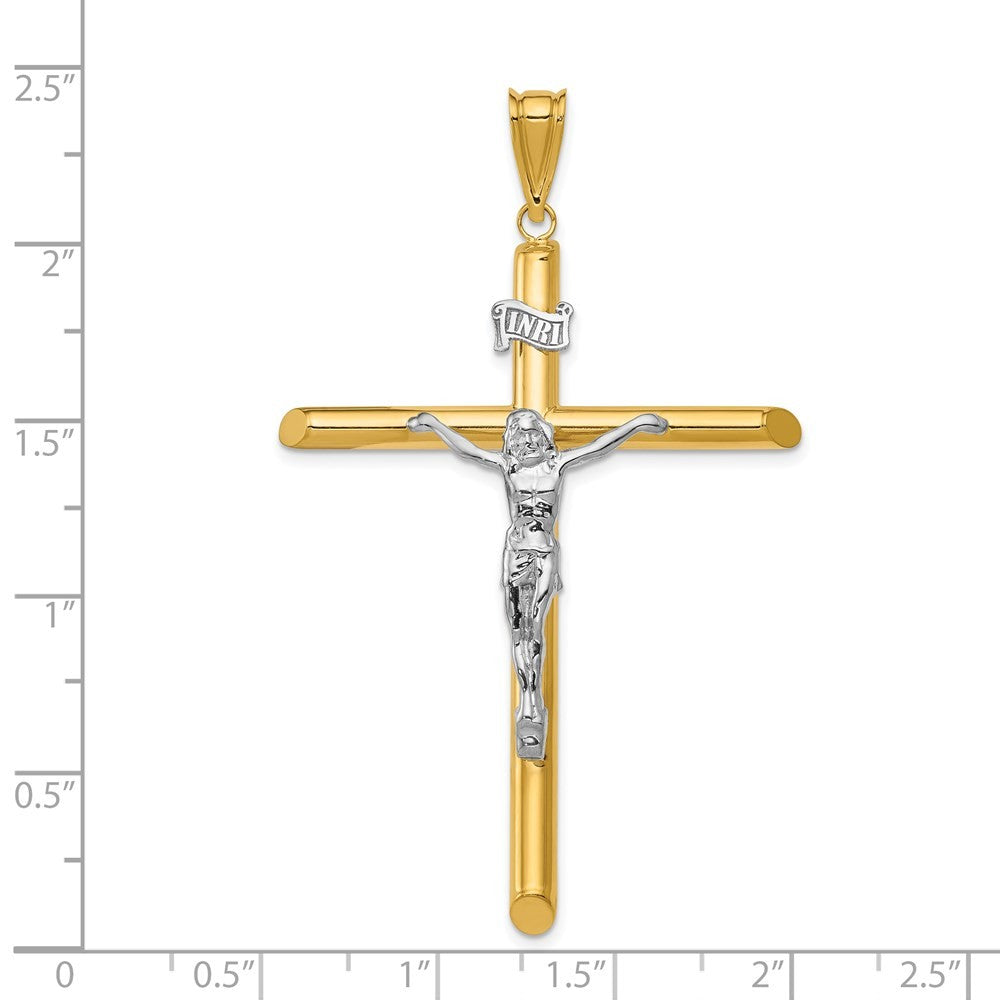 14k Two-Tone Gold Polished Crucifix Pendant