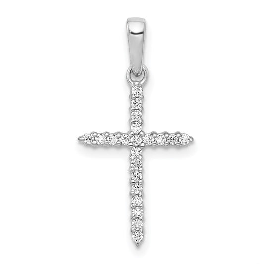 14k White Gold 1/6ct. Diamond Cross Pendant for Women