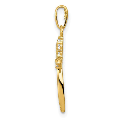 14k Yellow Gold Polished CZ Cross Charm