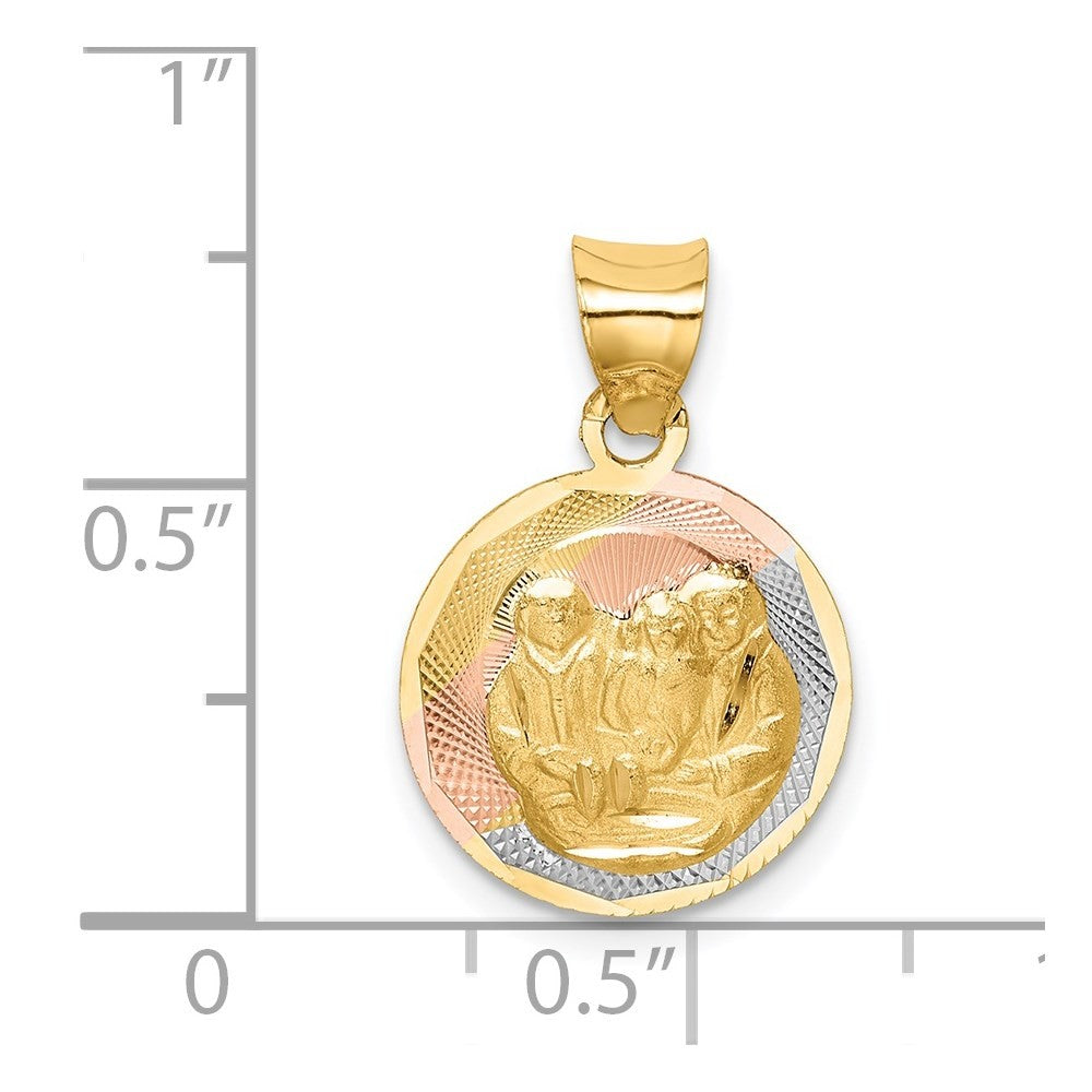 14k Yellow Gold w/Rose and White Rhodium Diamond-Cut  Baptism Pendant