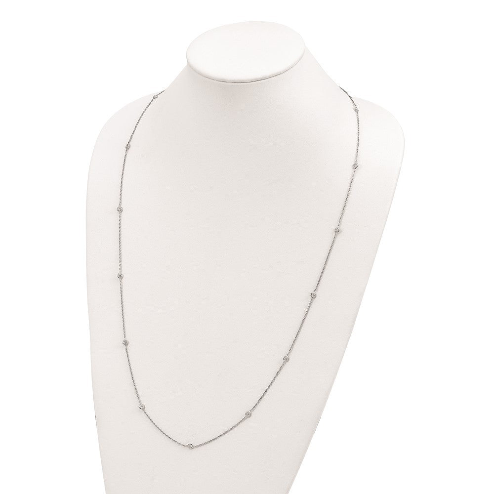 Sterling Silver Rhodium-plated CZ 15-Station Necklace