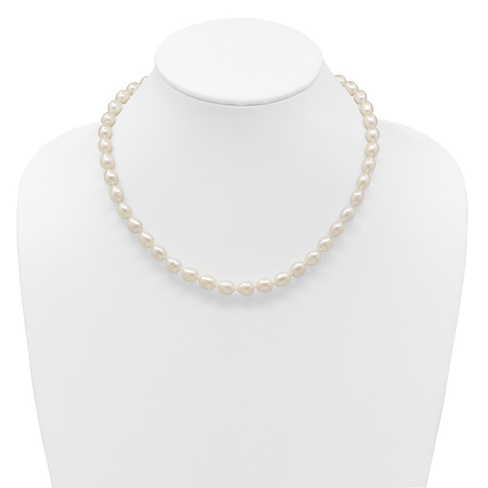 14k Yellow Gold 7-8mm White Rice Freshwater Cultured Pearl 20 inch Necklace