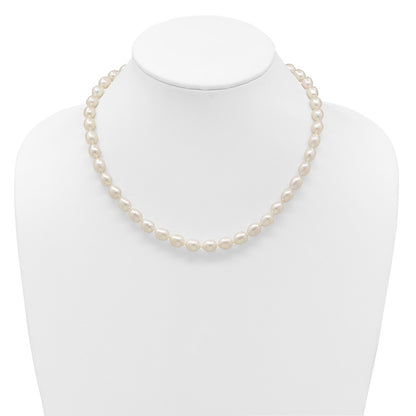 14k Yellow Gold 7-8mm White Rice Freshwater Cultured Pearl 20 inch Necklace