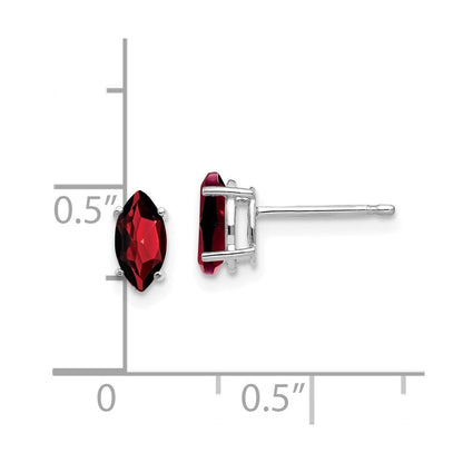 14k White Gold 7x3.5mm Marquise Garnet earring Gift for Women