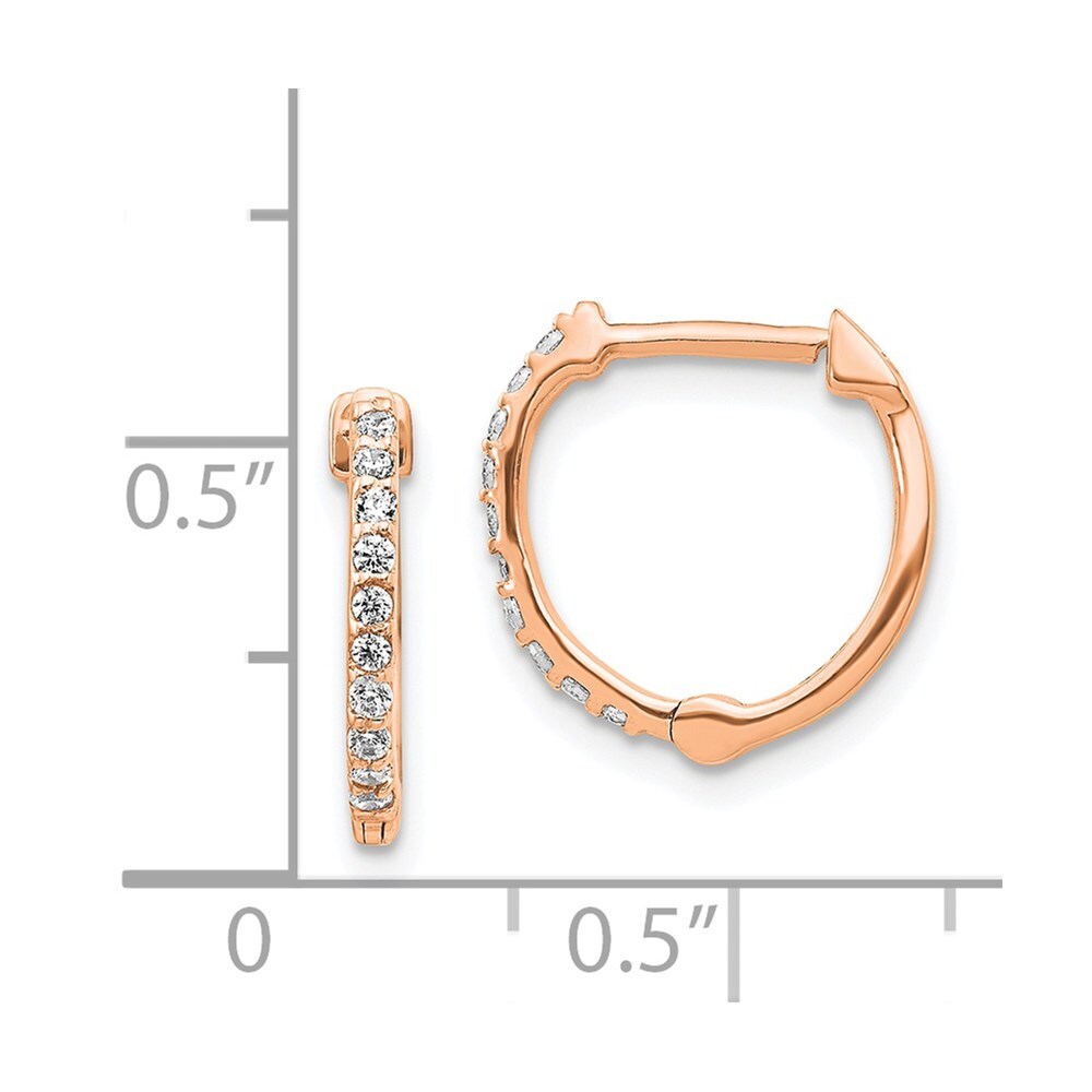14k Rose Gold Diamond Hinged Hoop Earrings