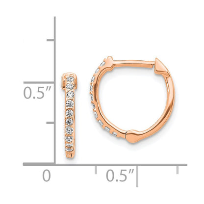14k Rose Gold Diamond Hinged Hoop Earrings