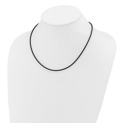 14k Yellow Gold Yellow Clasp 2mm 18 inch Black Rubber Cord Necklace