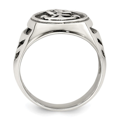 Sterling Silver Antiqued Anchor Ring Size 10