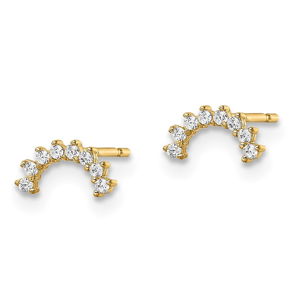 14k Yellow Gold Cubic Zirconia Stud Earrings Gift for Women