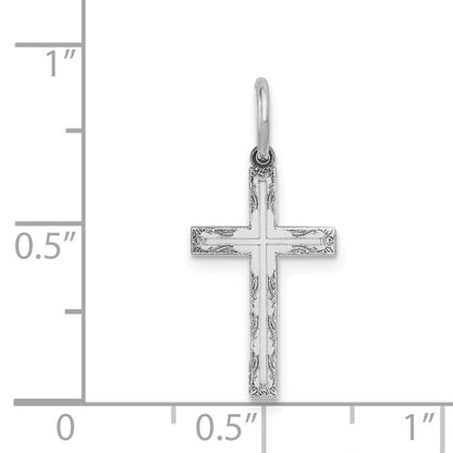 14k White Gold Laser Designed Cross Charm Pendant for Women
