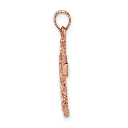 14k Rose Gold Rose Polished Braided Cross Pendant for Women
