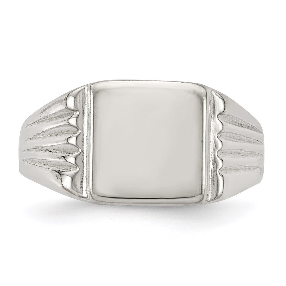 Sterling Silver 11x11mm Open Back Signet Ring Size 10