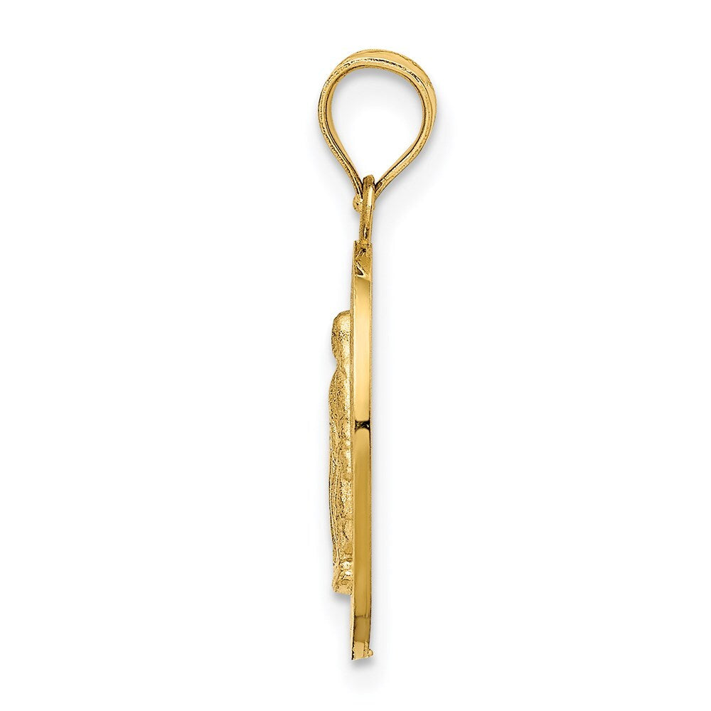 14k Yellow Gold Polished Miraculous Medal Pendant for Women