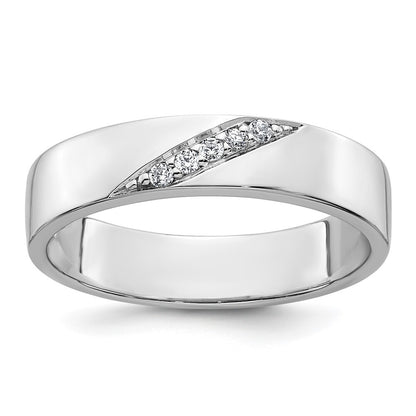 Sterling Silver Rhodium-plated Polished CZ Men's Ring Size 11