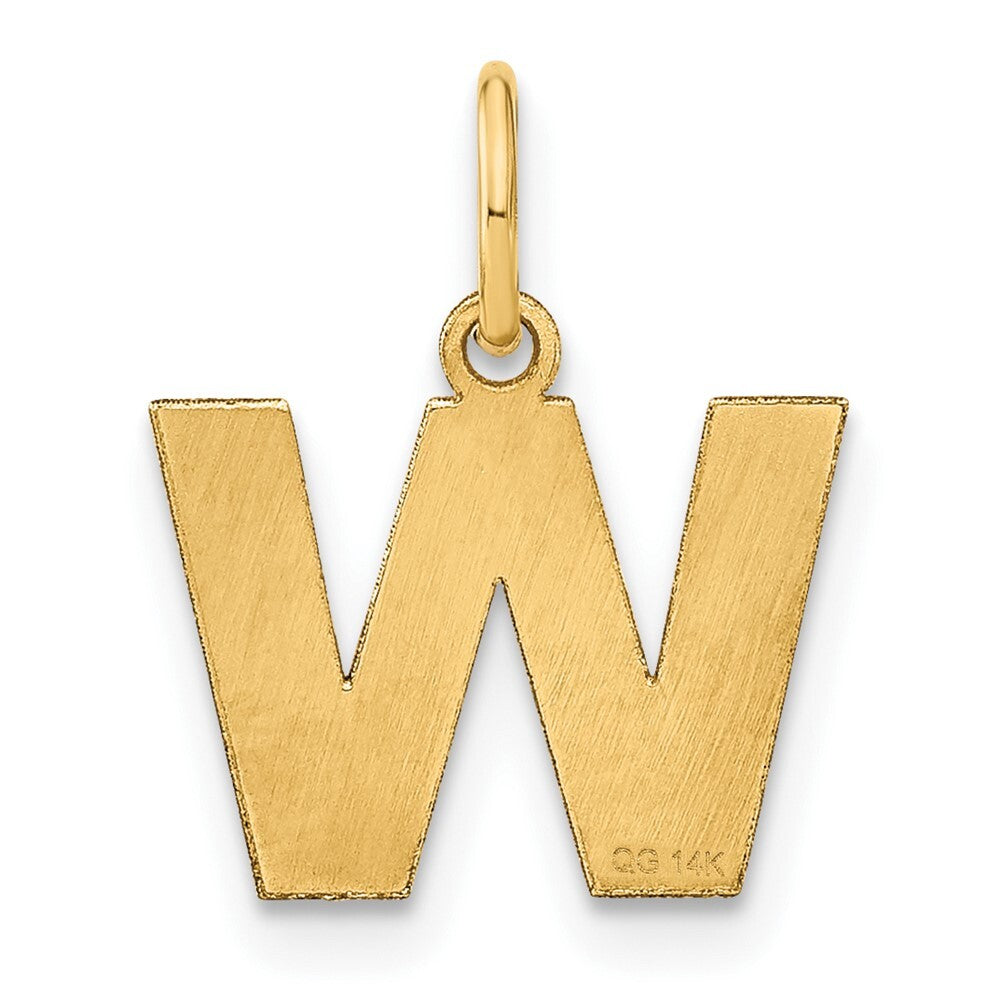 14k Yellow Gold Letter W Initial Pendant for Women