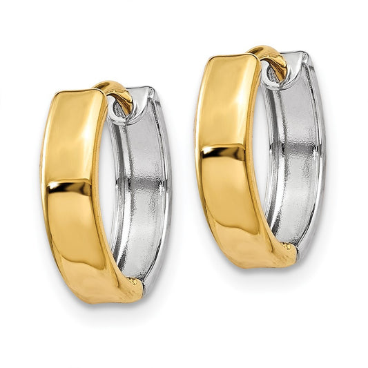 14k Two-tone Gold Hinged Hoop Earrings