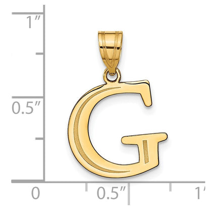 14k Yellow Gold Polished Etched Letter G Initial Pendant for Women