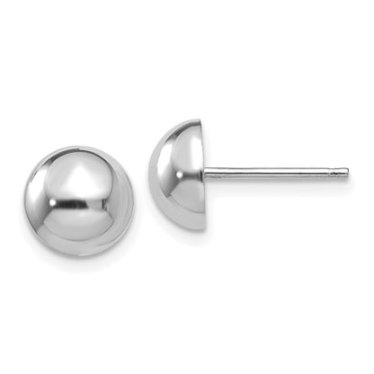 14k White Gold 8mm Half Ball Earrings