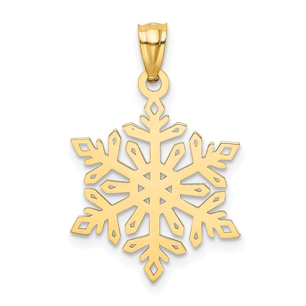 14k Yellow Gold Diamond -Cut Snowflake Pendant