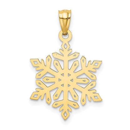 14k Yellow Gold Diamond -Cut Snowflake Pendant