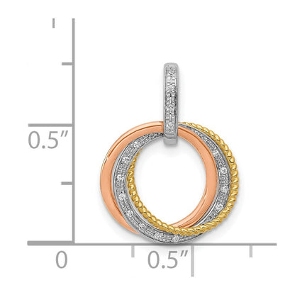 14k Tri-Color Gold Tri-color 1/20ct. Diamond Moveable Circles Pendant for Women