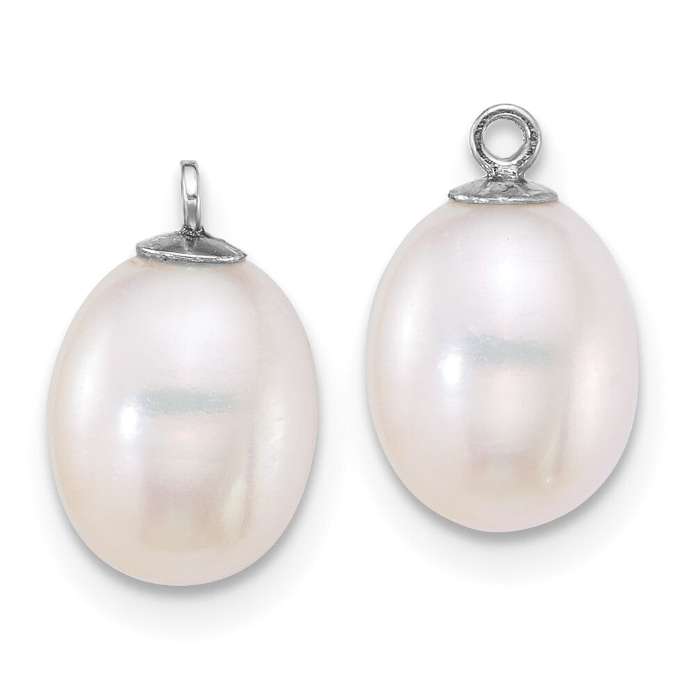 Sterling Silver Black & White Rice Cultured Pearl Earrings with Enhancers Set