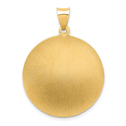 14k Yellow Gold Polished and Satin St Michael Medal Hollow Pendant for Women