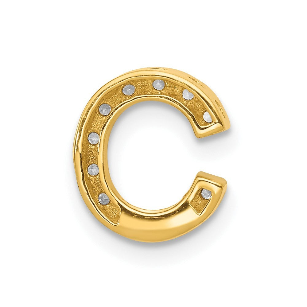 14k Yellow Gold  Diamond Letter C Initial Charm