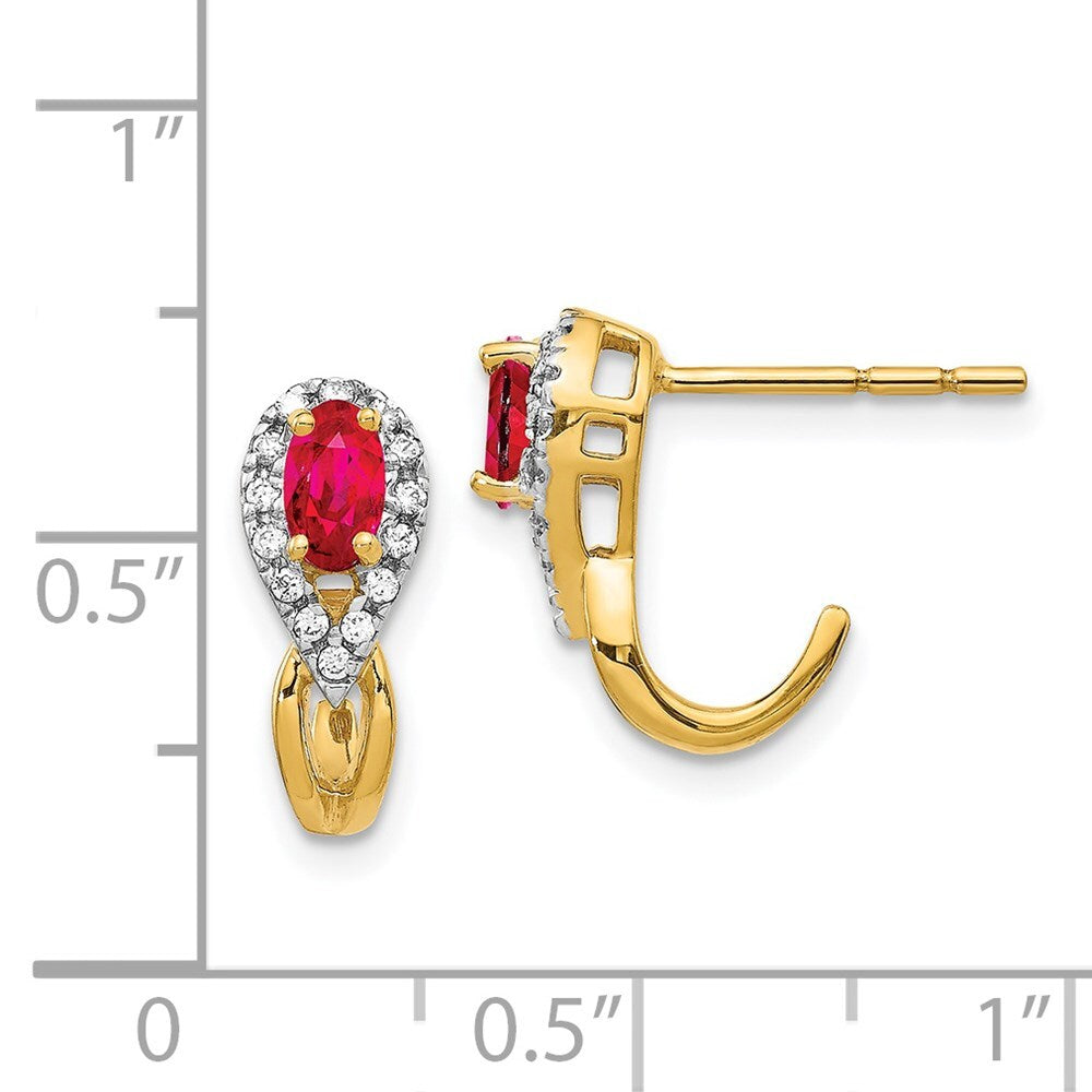 14k Yellow Gold Diamond and Ruby Drop & Dangle Earrings