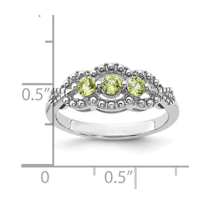 Sterling Silver Rhodium-plated Peridot Ring Size 8