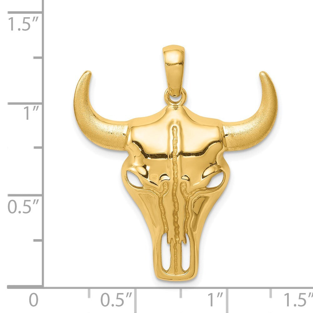 14k Yellow Gold Steer Skull Pendant for Women