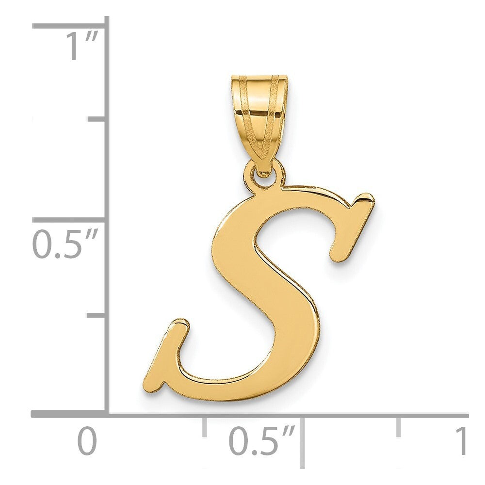 14k Yellow Gold Polished Letter S Initial Pendant for Women