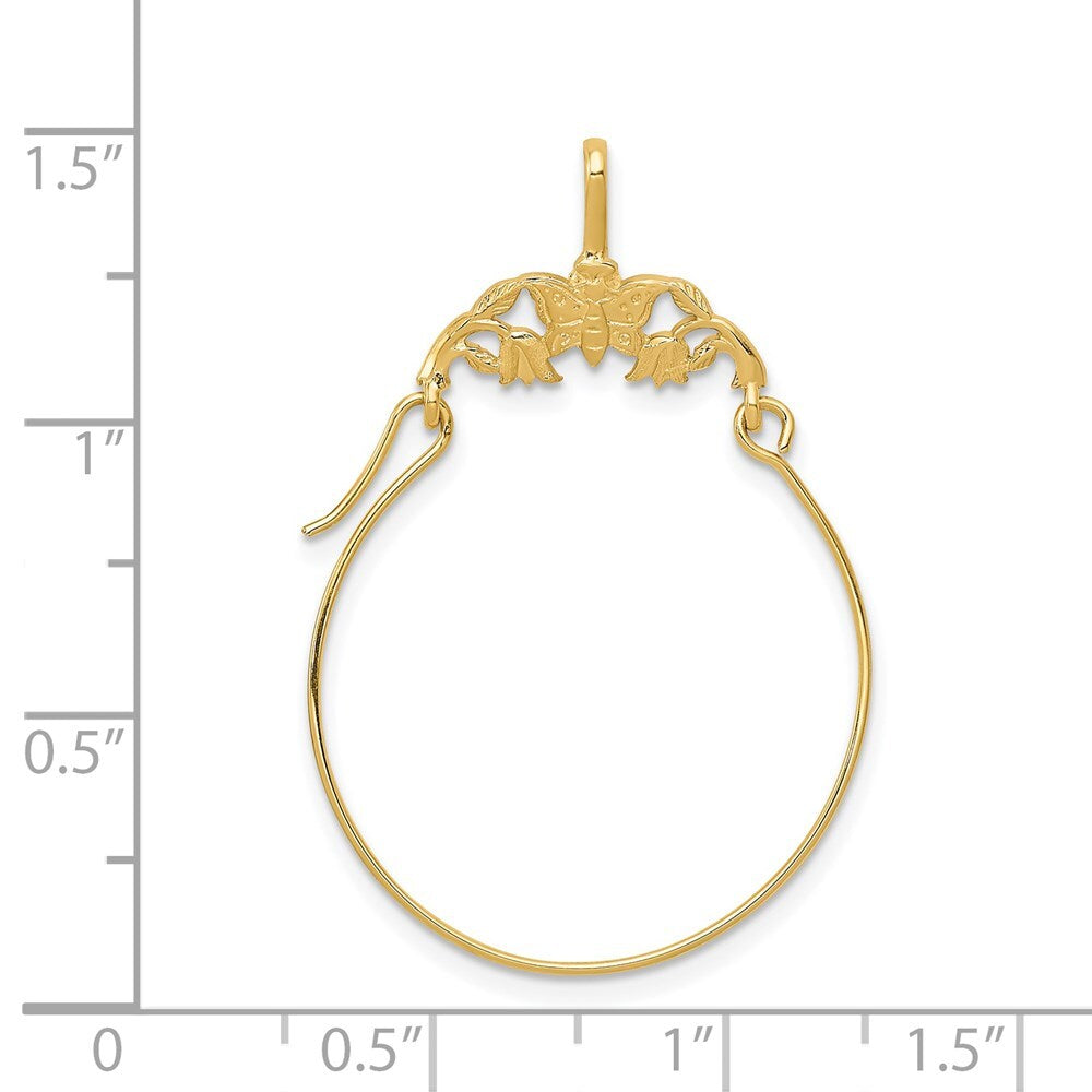 14k Yellow Gold Polished Butterflies Charm Holder