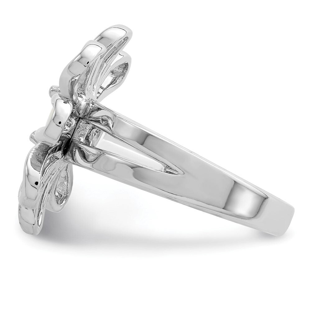 Sterling Silver Rhodium-plated Lab CreatedOpal Flower Ring Size 6
