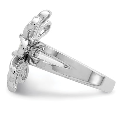 Sterling Silver Rhodium-plated Lab CreatedOpal Flower Ring Size 6