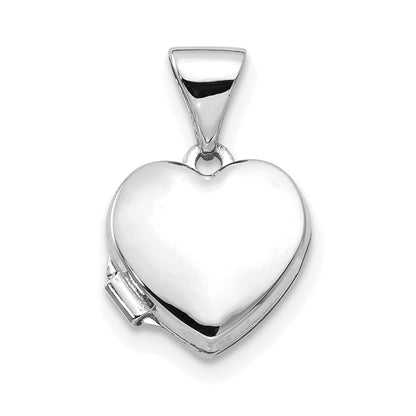14k White Gold Polished Plain 10mm Heart Locket