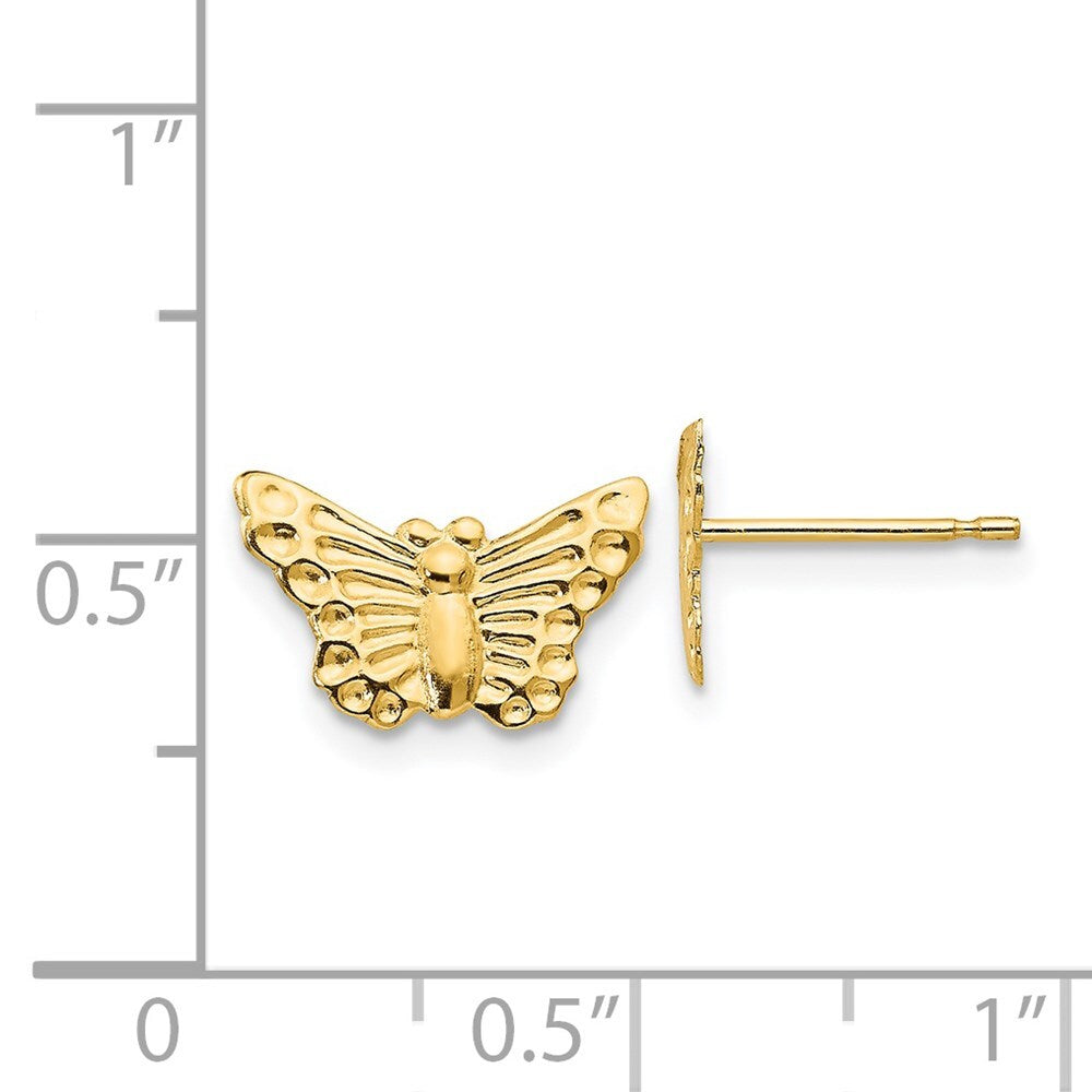 14k Yellow Gold Butterfly Stud Earrings Gift for Women