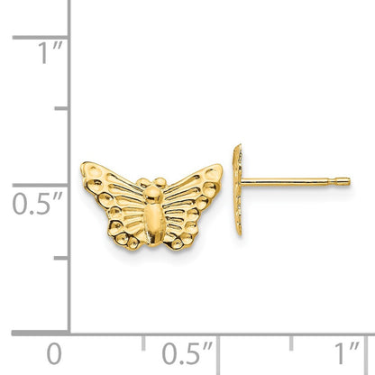 14k Yellow Gold Butterfly Stud Earrings Gift for Women