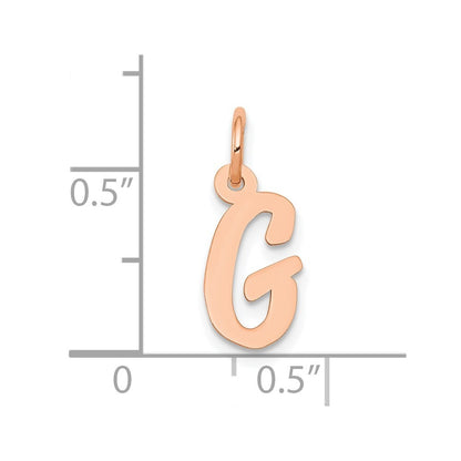 14k Rose Gold Small Script Letter G Initial Charm Pendant for Women