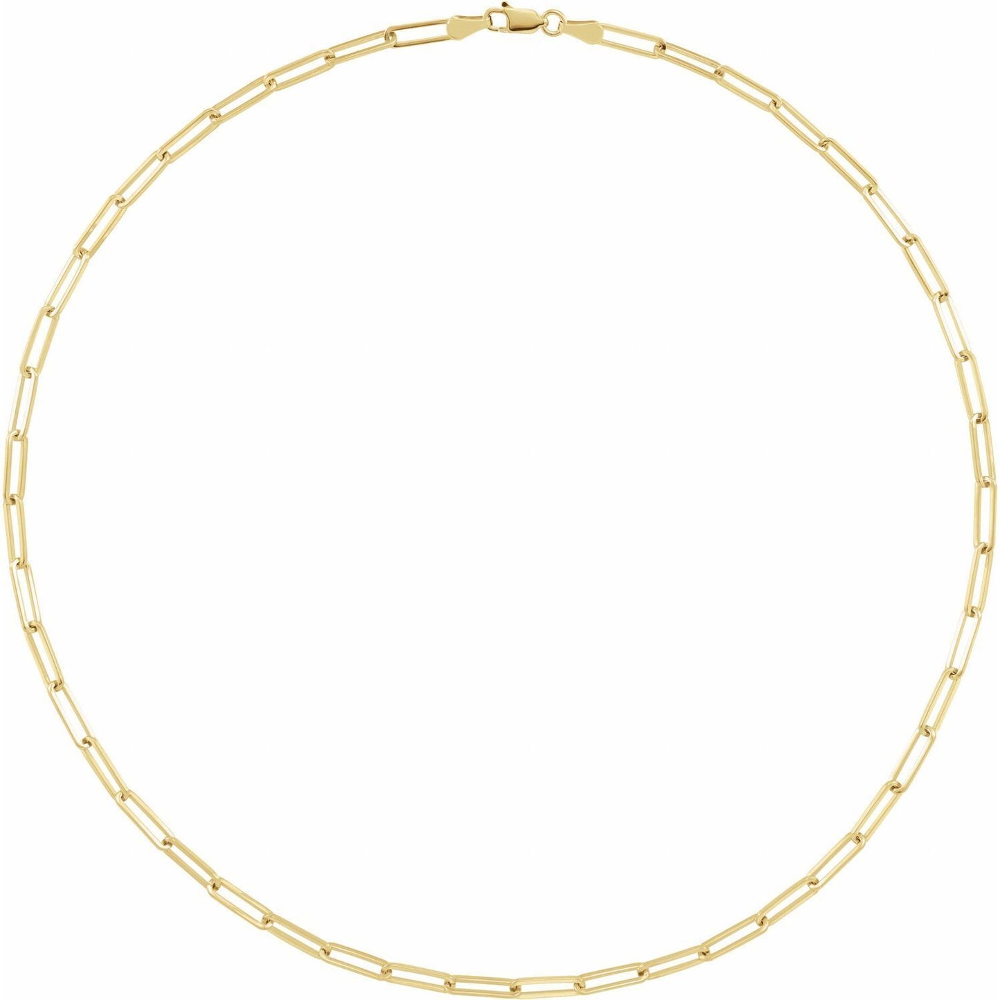 14k Yellow Gold 3.85 mm Paperclip 20" Chain Necklace Fine Gift for Women