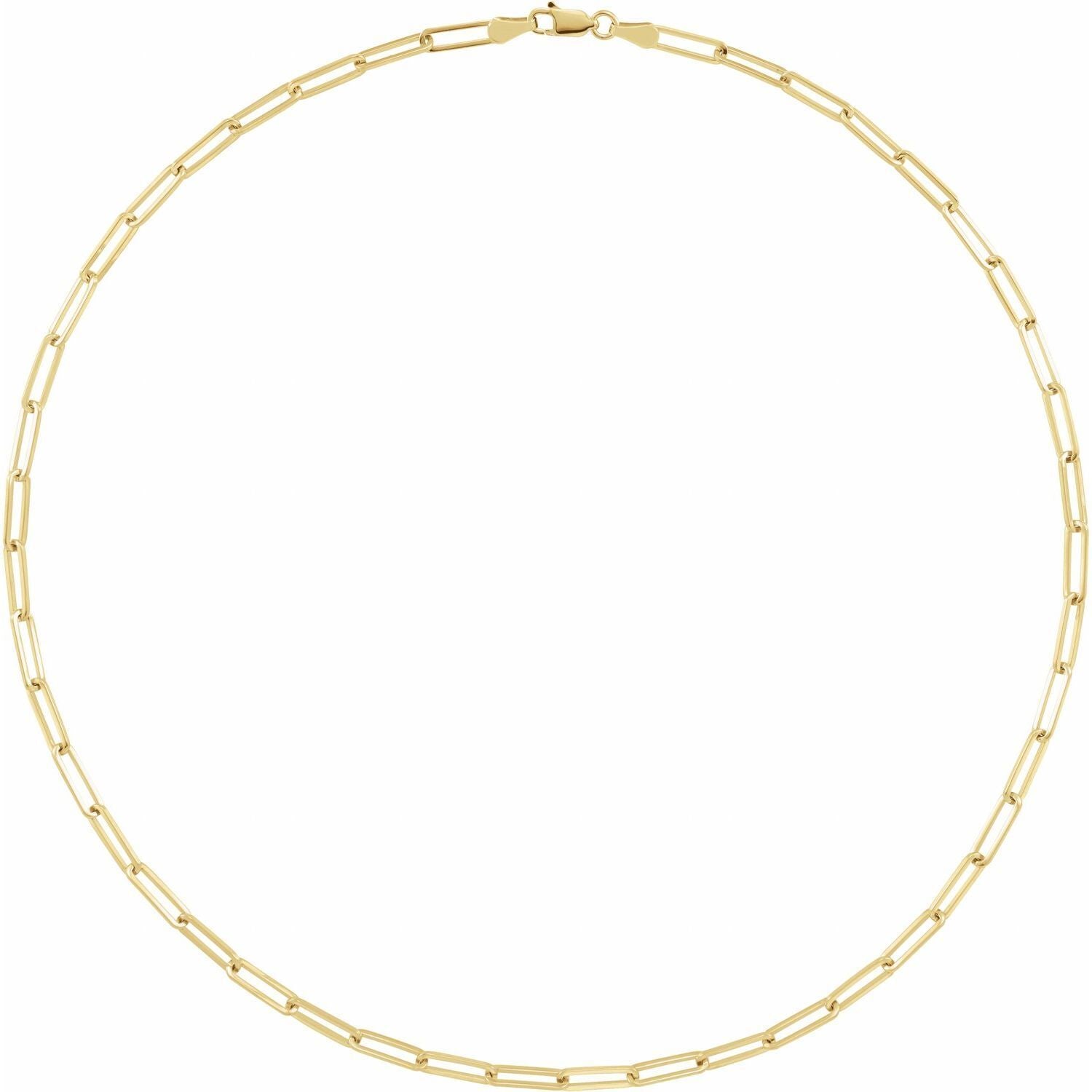 14k Yellow Gold 3.85 mm Paperclip 20" Chain Necklace Fine Gift for Women